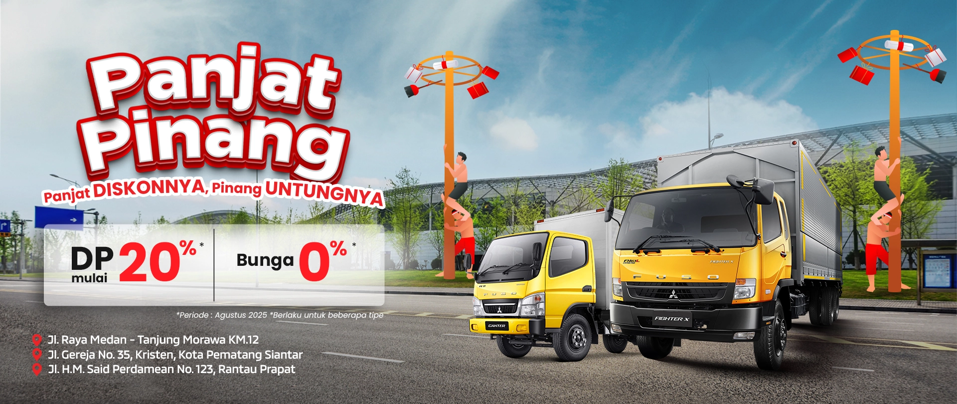 Promo Panjat Pinang Agustus 2025, Panjat Diskonnya, Pinang Untungnya - Promo Mitsubish FUSO (Truk Mitsubishi) Bulan Agustus 2025